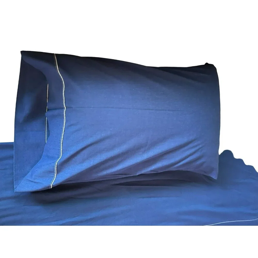 Vintage Cannon Monticello Full Flat Sheet and One Pillowcase Used Blue 2 Piece